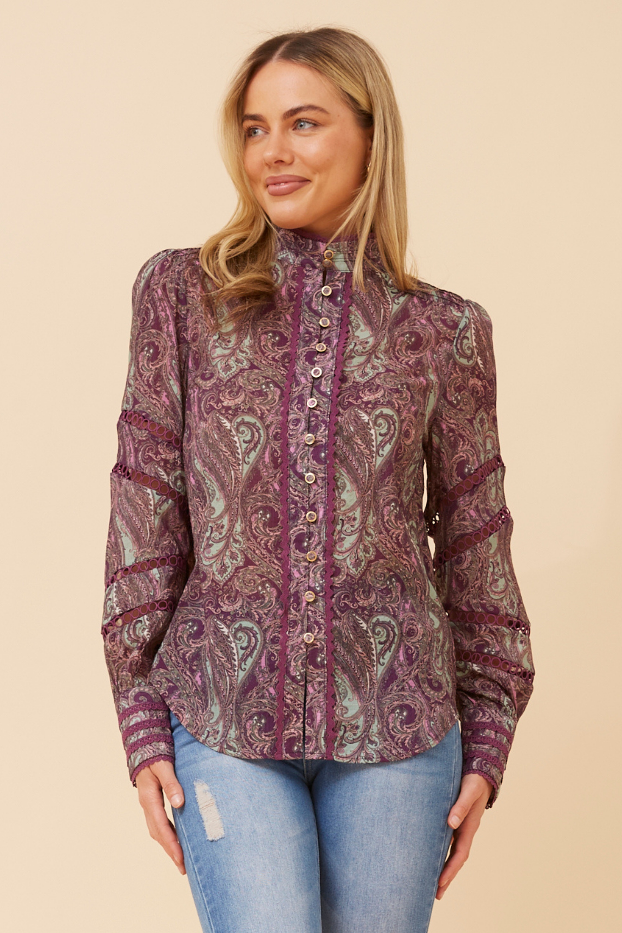 LISANDRA PAISLEY PRINT SHIRT