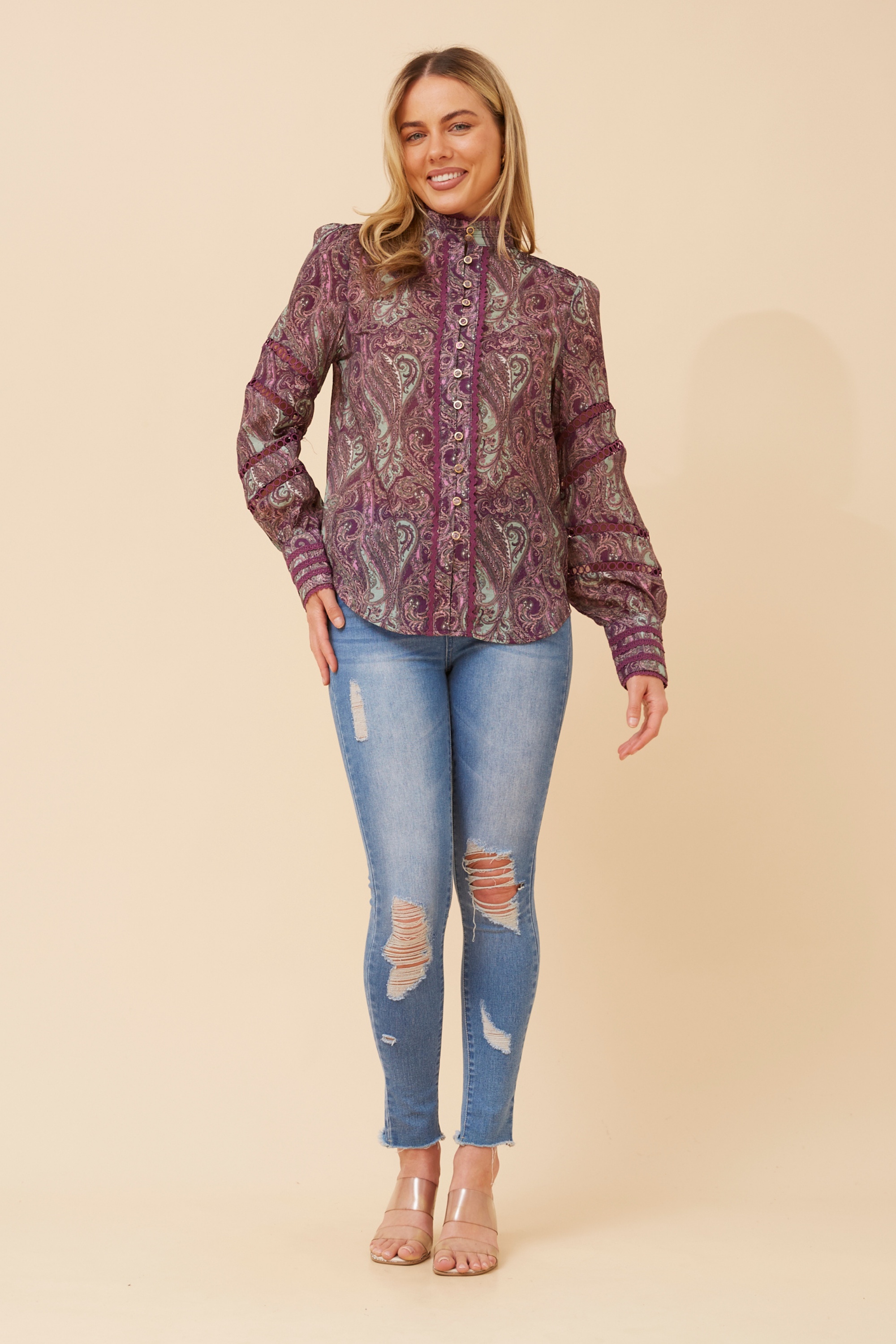 LISANDRA PAISLEY PRINT SHIRT