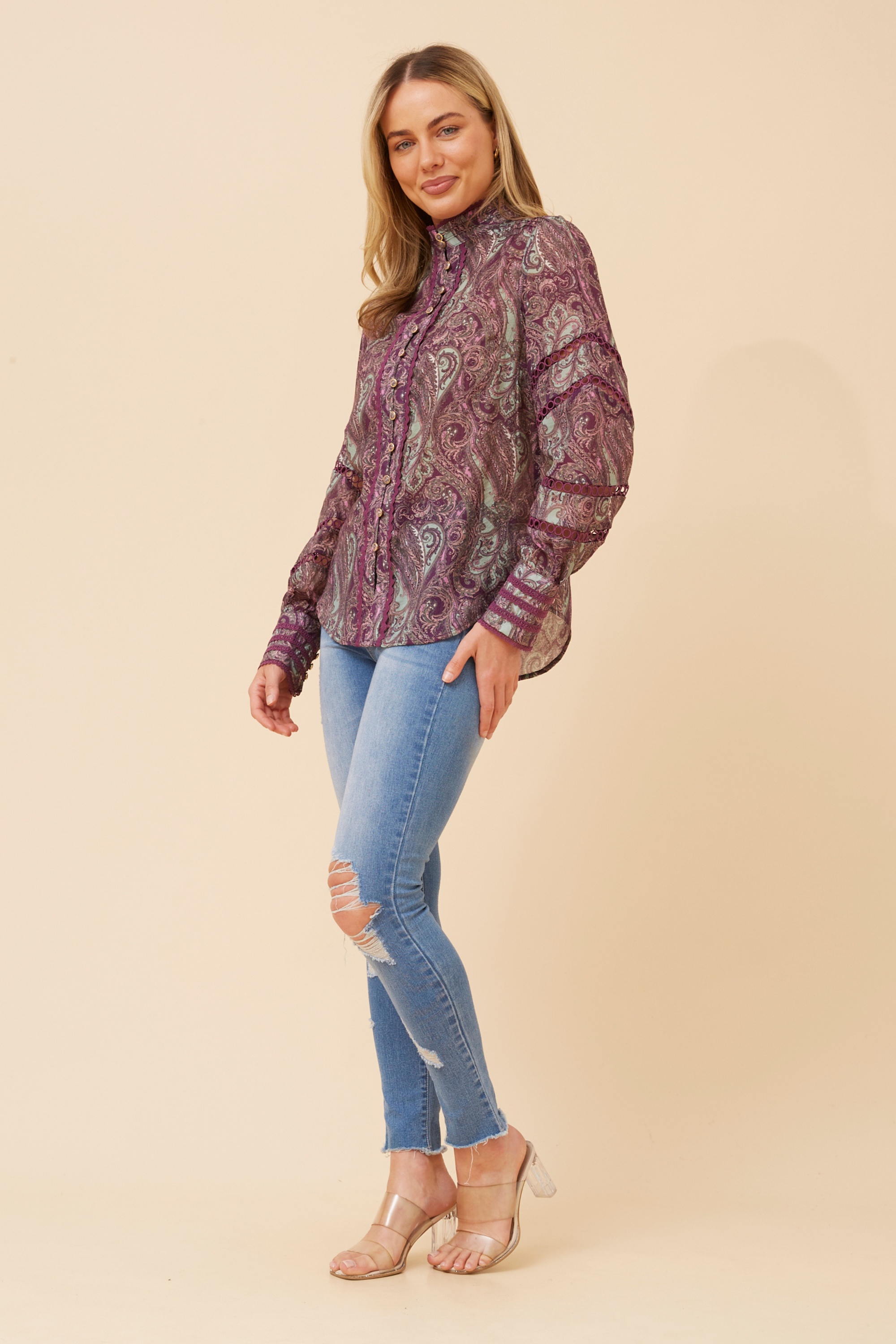 LISANDRA PAISLEY PRINT SHIRT