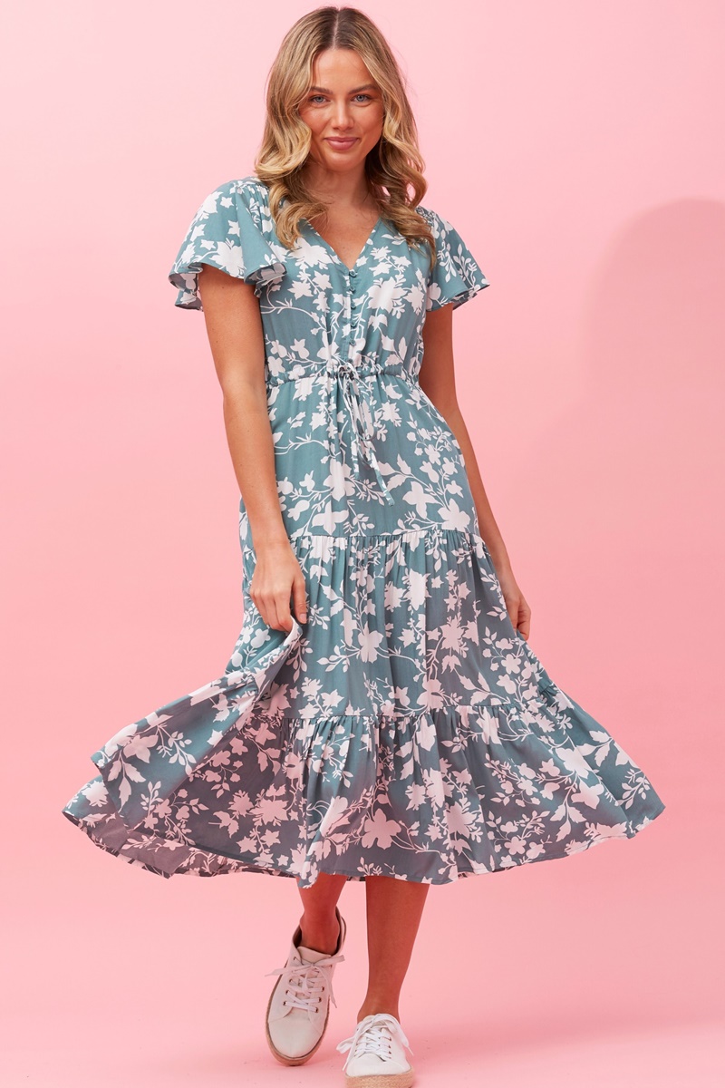 Lisdon floral tiered midi dress & Buy Online & Femme Connection