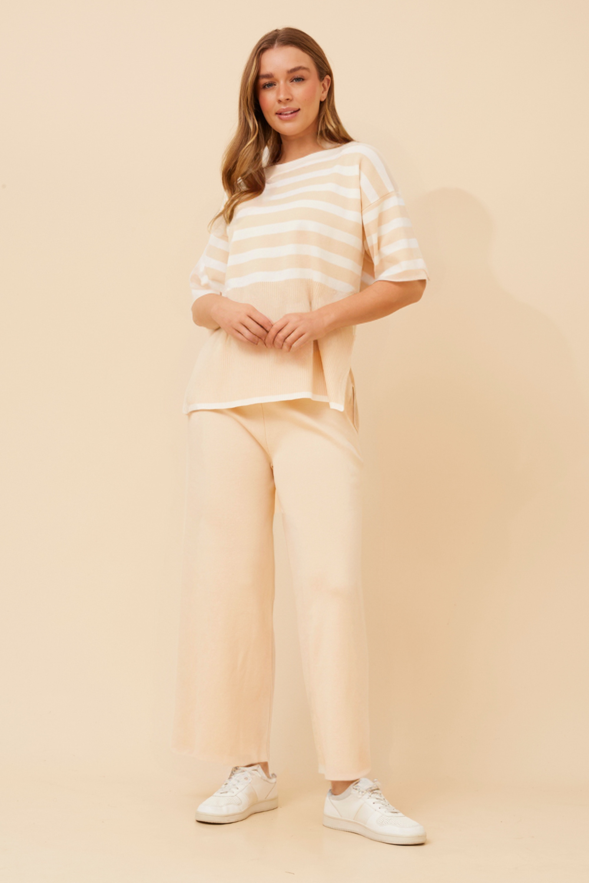 LISINDA STRIPE PRINT KNITTED SET