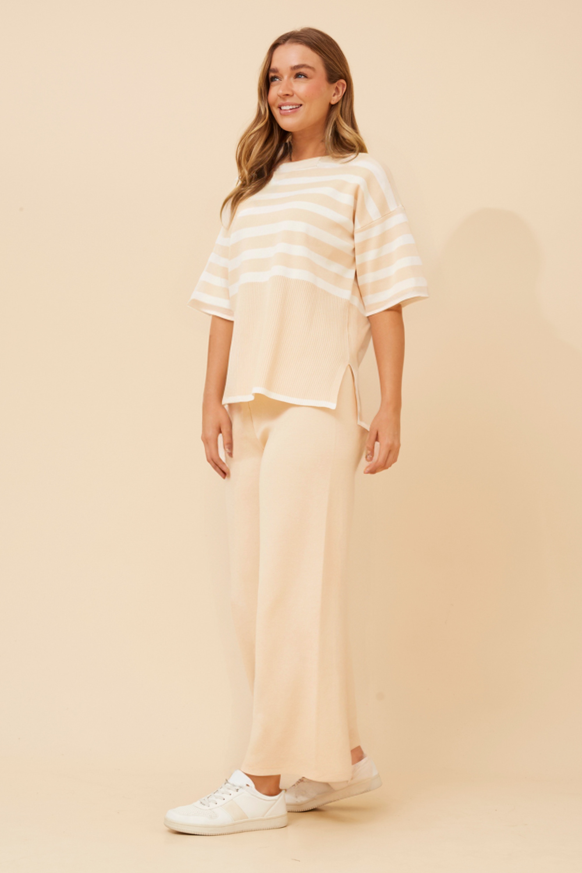 LISINDA STRIPE PRINT KNITTED SET