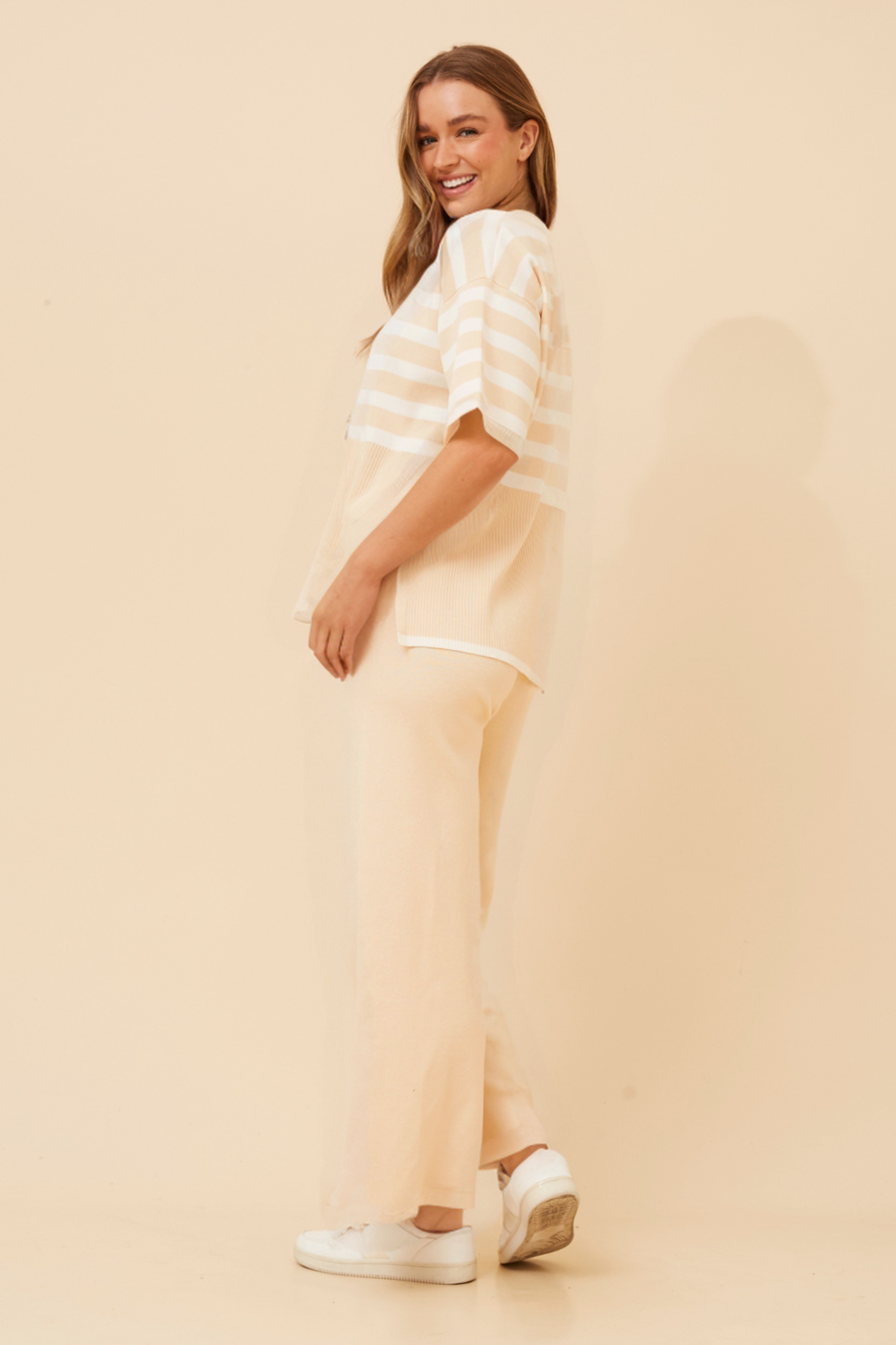 LISINDA STRIPE PRINT KNITTED SET