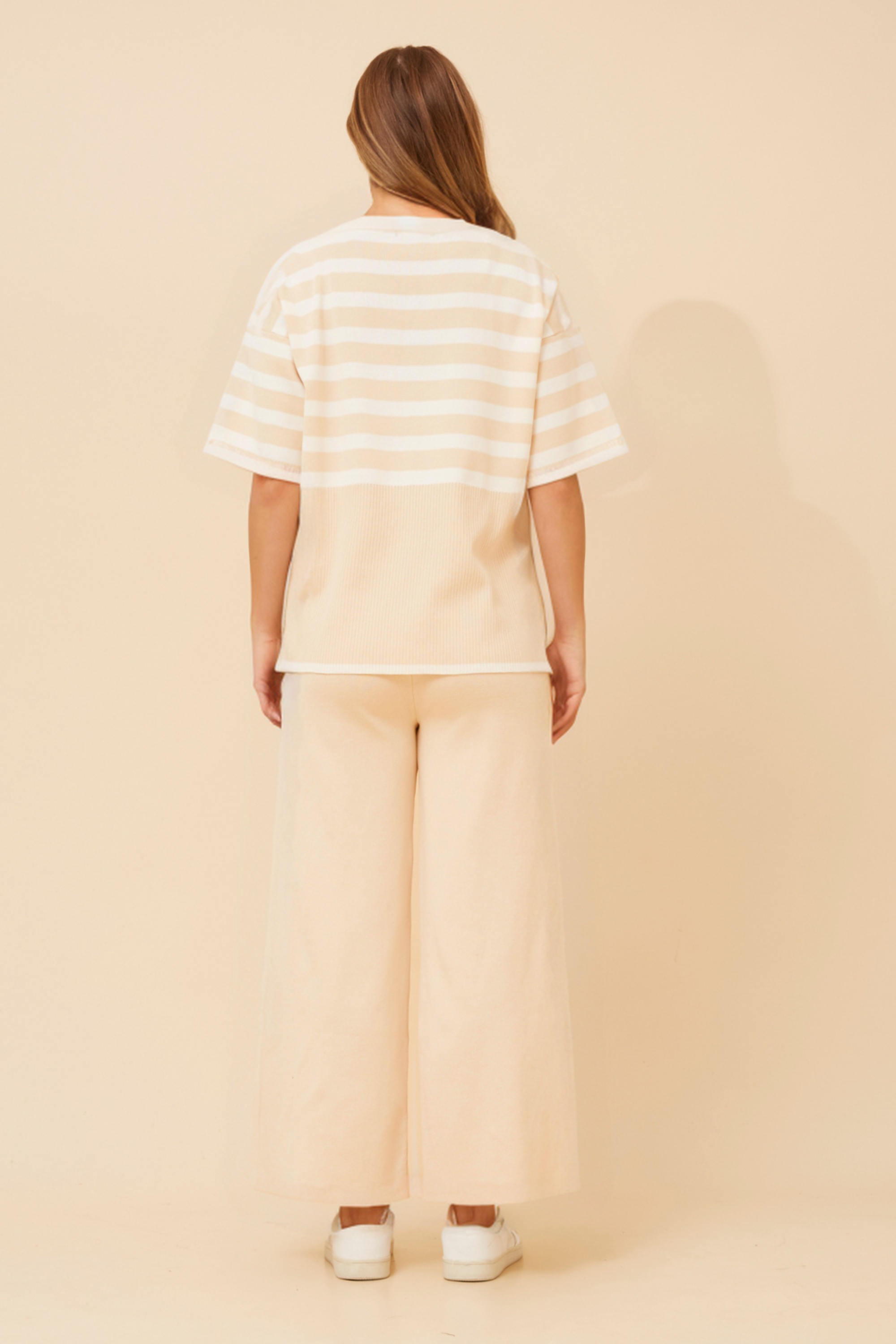 LISINDA STRIPE PRINT KNITTED SET