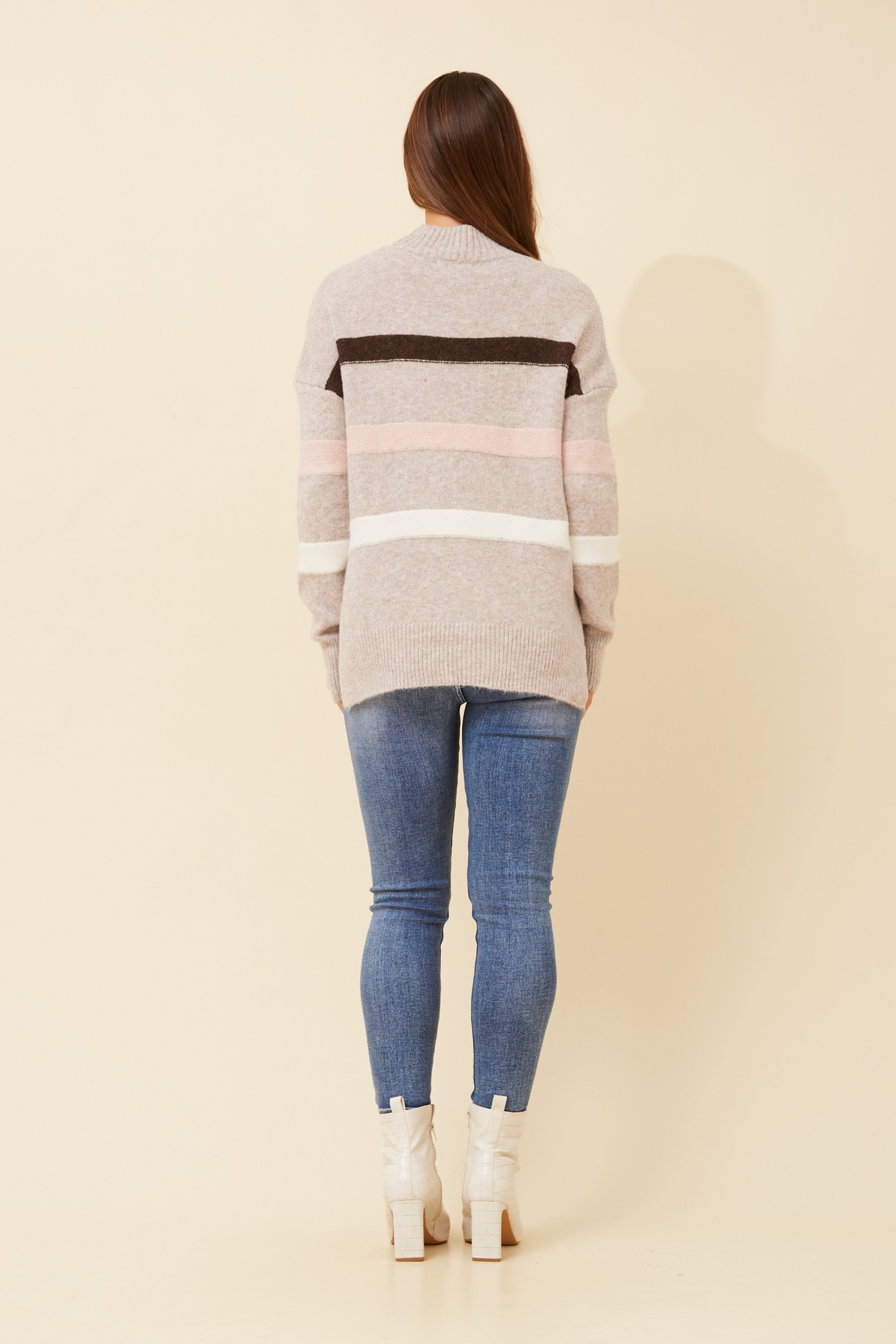 LOANNE STRIPE PRINT KNIT PULLOVER