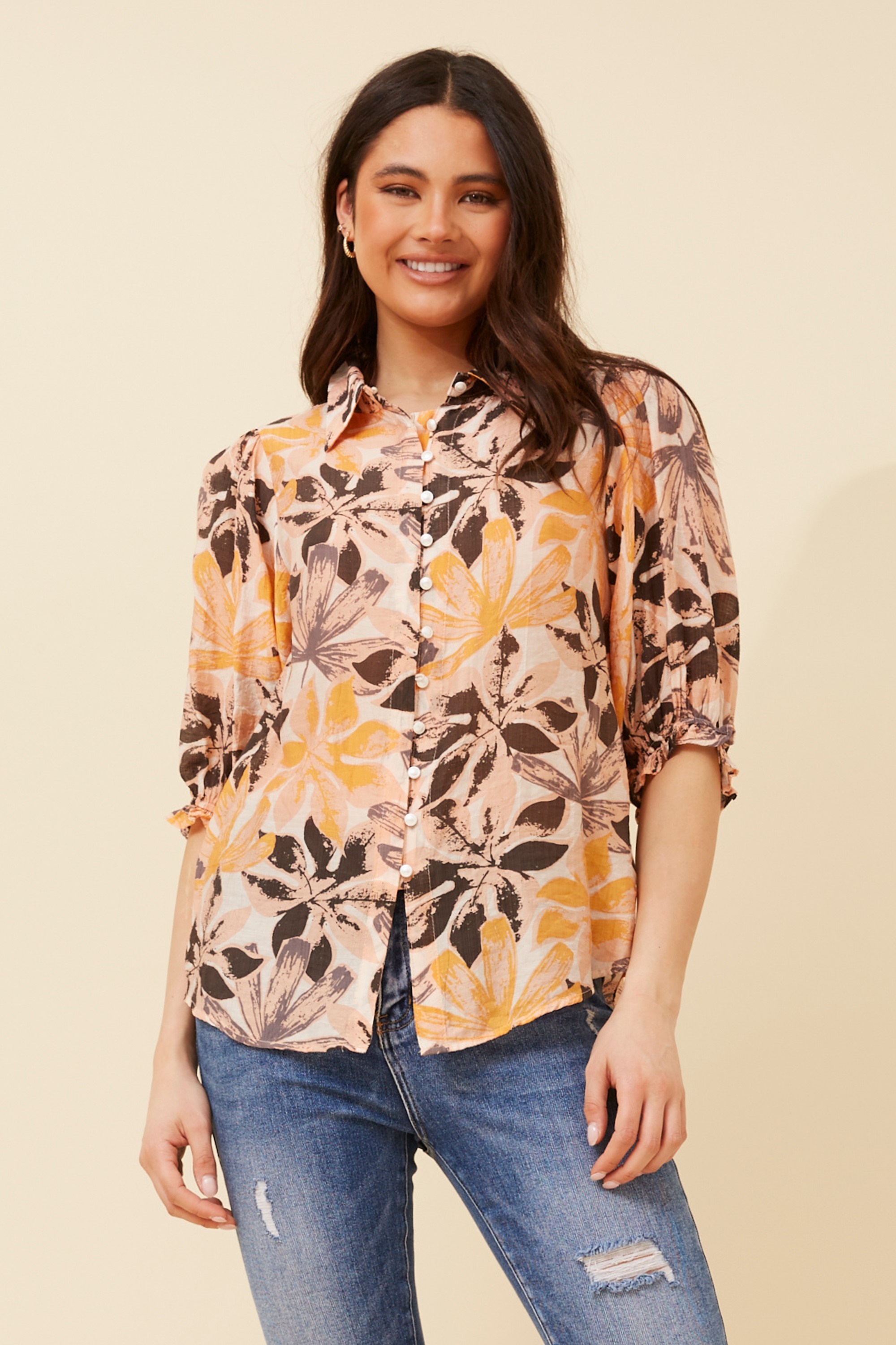 LONDYN LEAF PRINT SHIRT