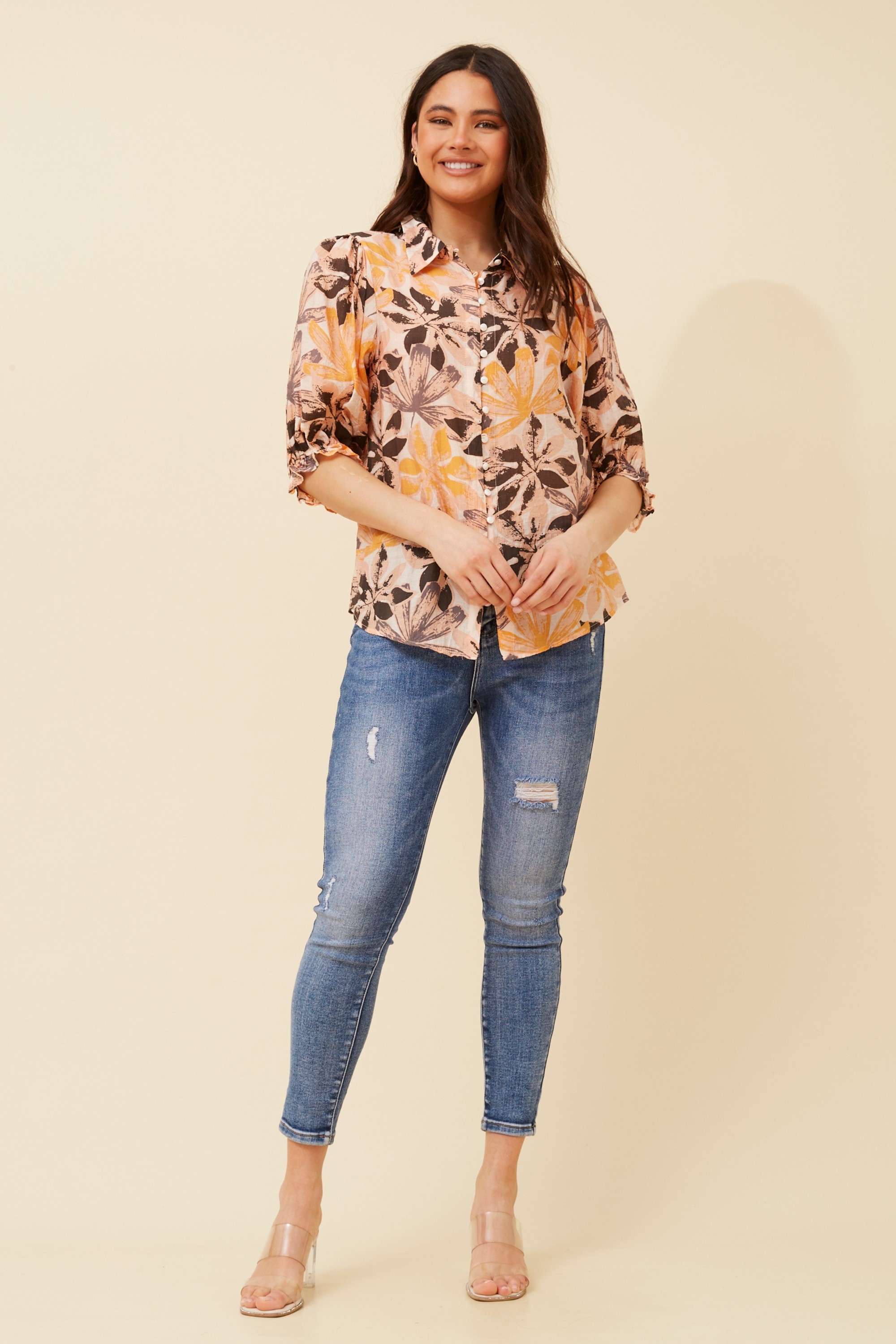 LONDYN LEAF PRINT SHIRT