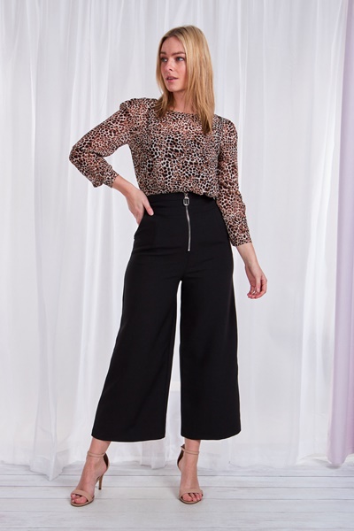 Long sleeve animal print top