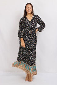 LONG SLEEVE FLORAL MAXI DRESS