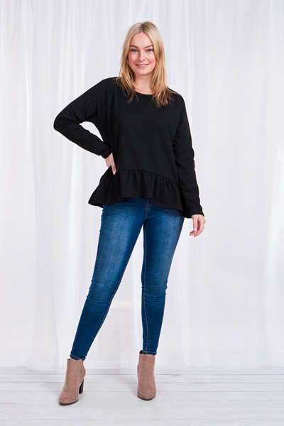 Long sleeve FRILL HEM TOP