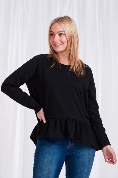 Long sleeve FRILL HEM TOP