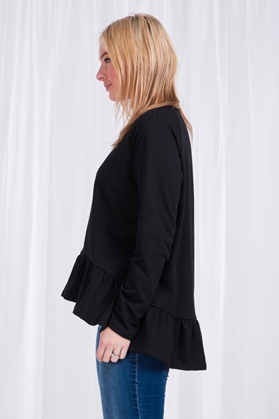 Long sleeve FRILL HEM TOP