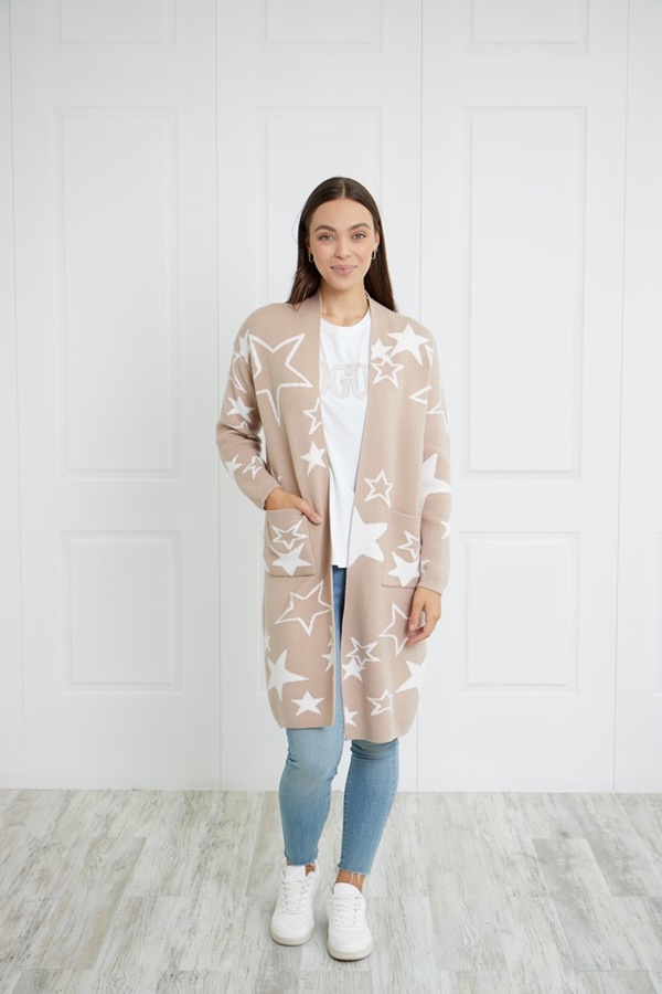 LONGLINE STAR KNIT CARDIGAN LONGLINE STAR KNIT CARDIGAN