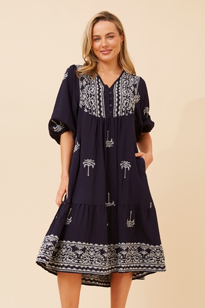 LORAH EMBROIDERED MIDI DRESS