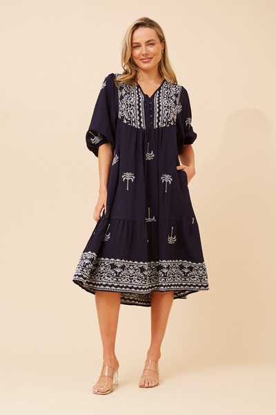 LORAH EMBROIDERED MIDI DRESS