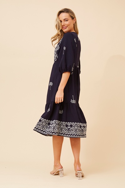 LORAH EMBROIDERED MIDI DRESS