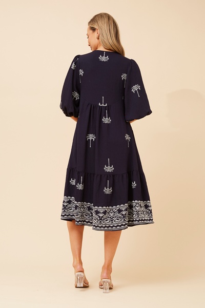 LORAH EMBROIDERED MIDI DRESS
