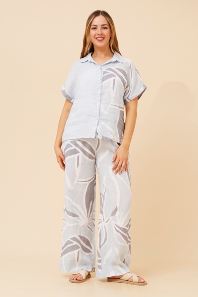 LOREDANA ABSTRACT PRINT LINEN SHIRT