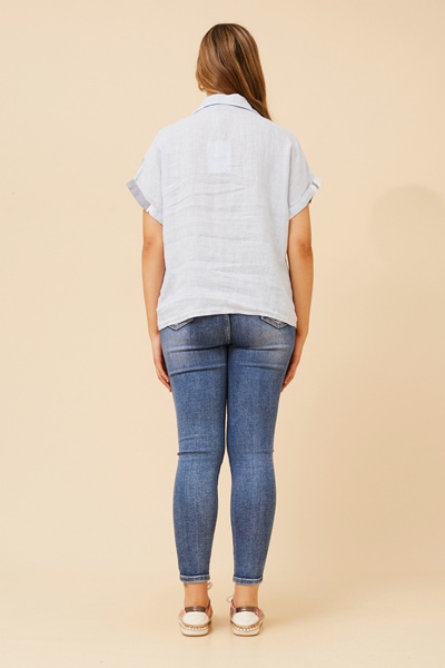 LOREDANA ABSTRACT PRINT LINEN SHIRT