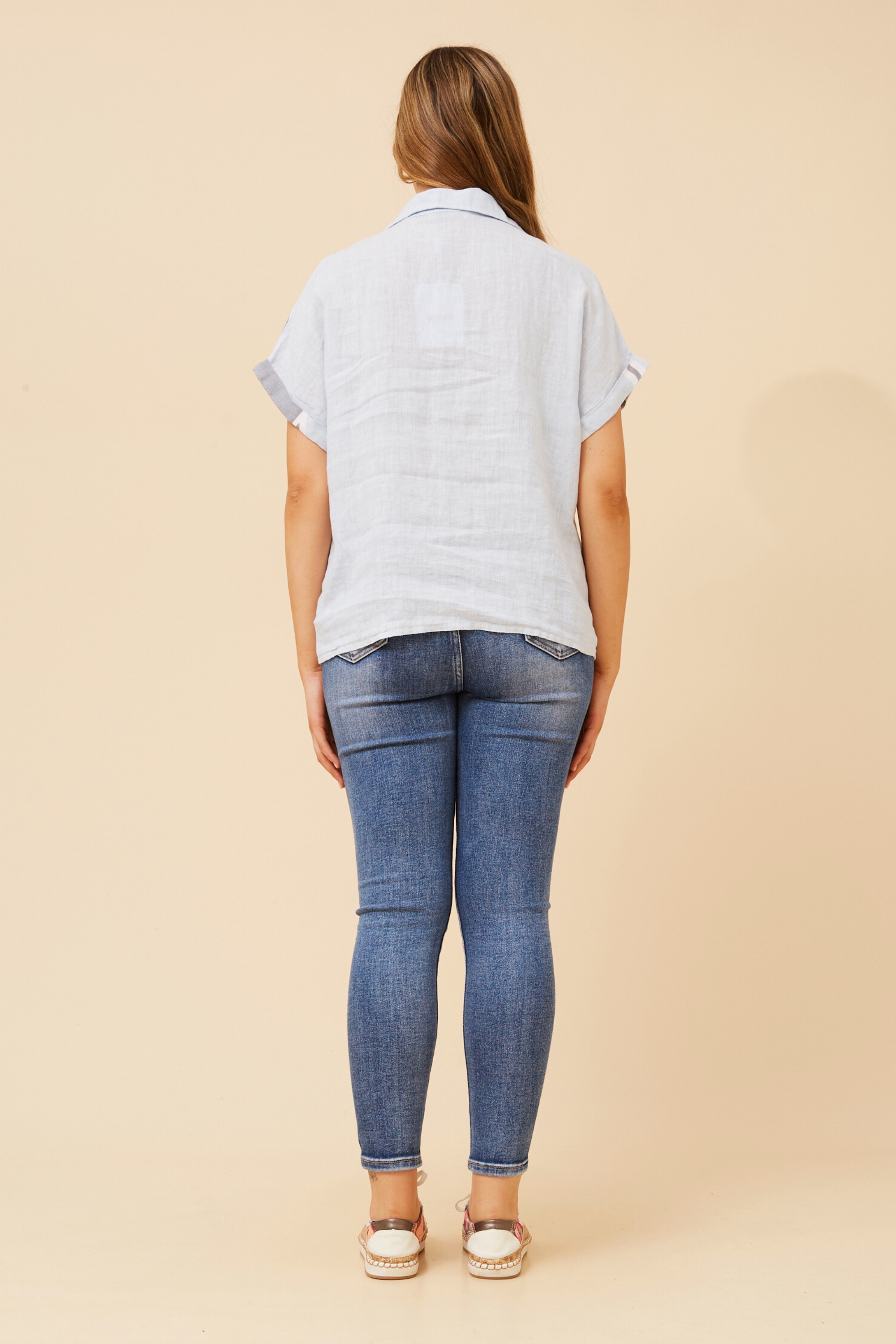 LOREDANA ABSTRACT PRINT LINEN SHIRT