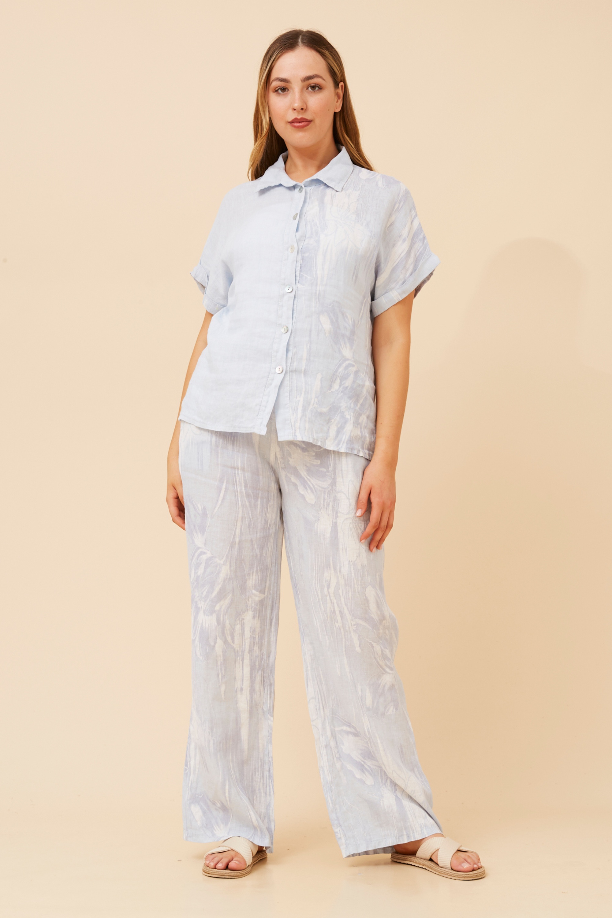LOREDANA FLORAL LINEN SHIRT