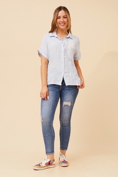 LOREDANA FLORAL LINEN SHIRT