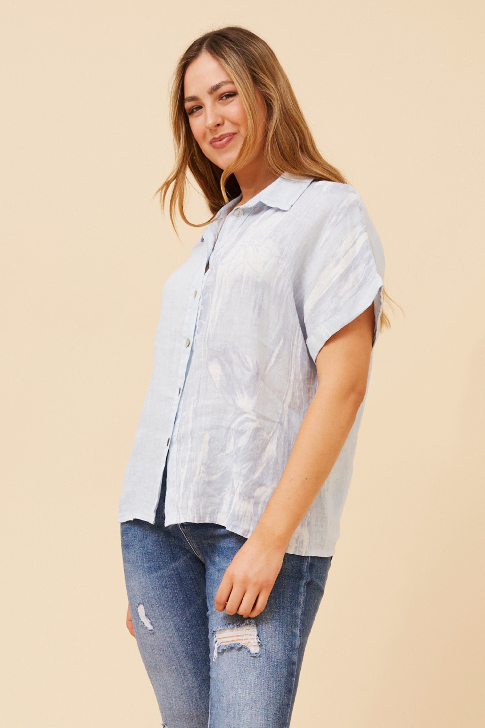 LOREDANA FLORAL LINEN SHIRT