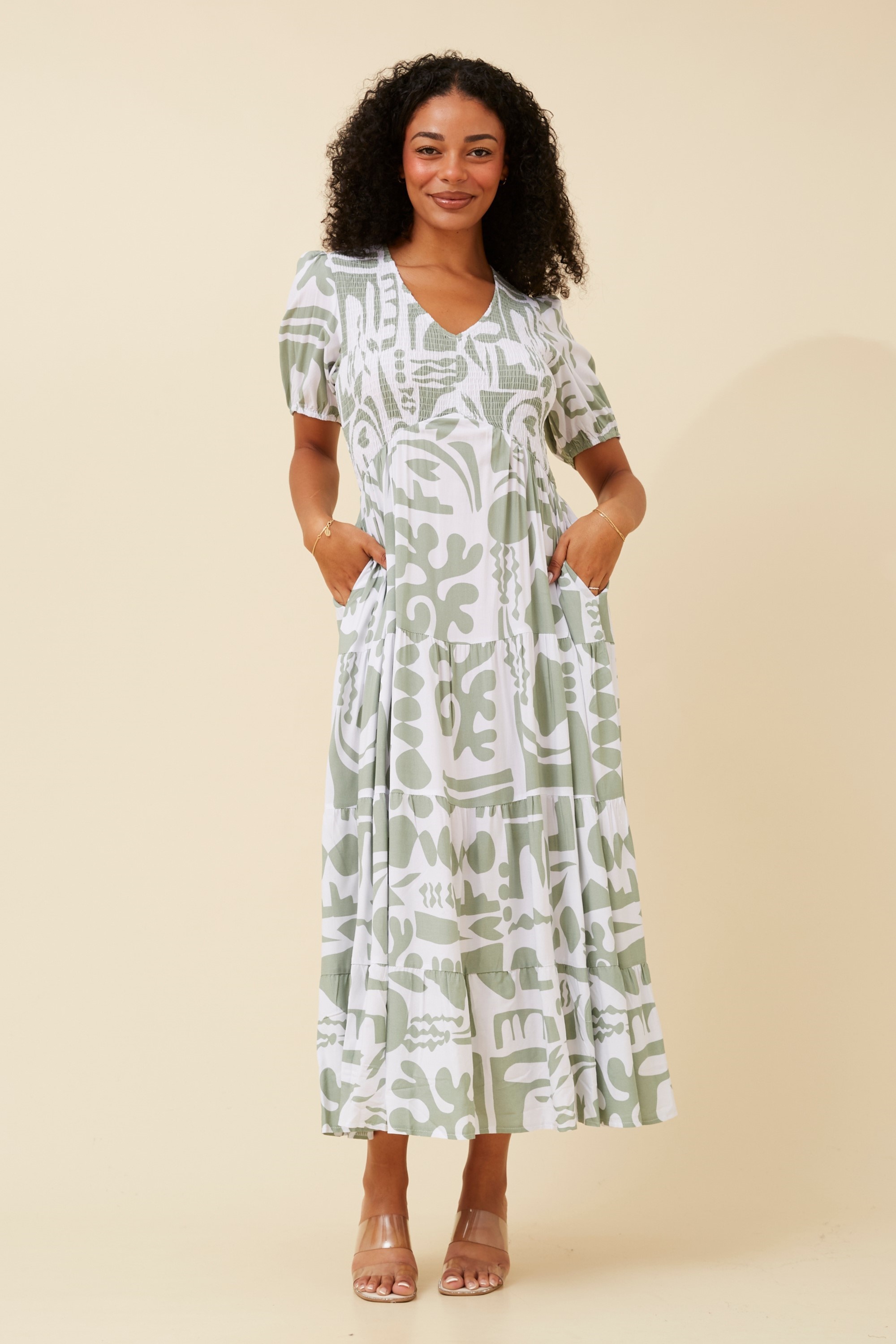 LORRAE ABSTRACT PRINT MAXI DRESS