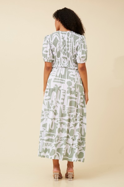 LORRAE ABSTRACT PRINT MAXI DRESS