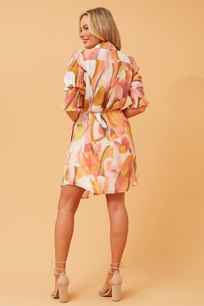 LOTUS ABSTRACT PRINT SHIRT DRESS