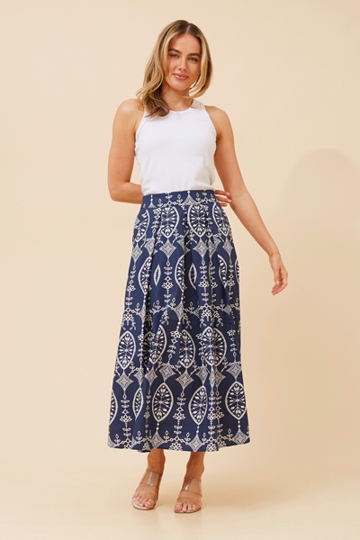 LOUISIANA MIMIC EMBROIDERED SKIRT