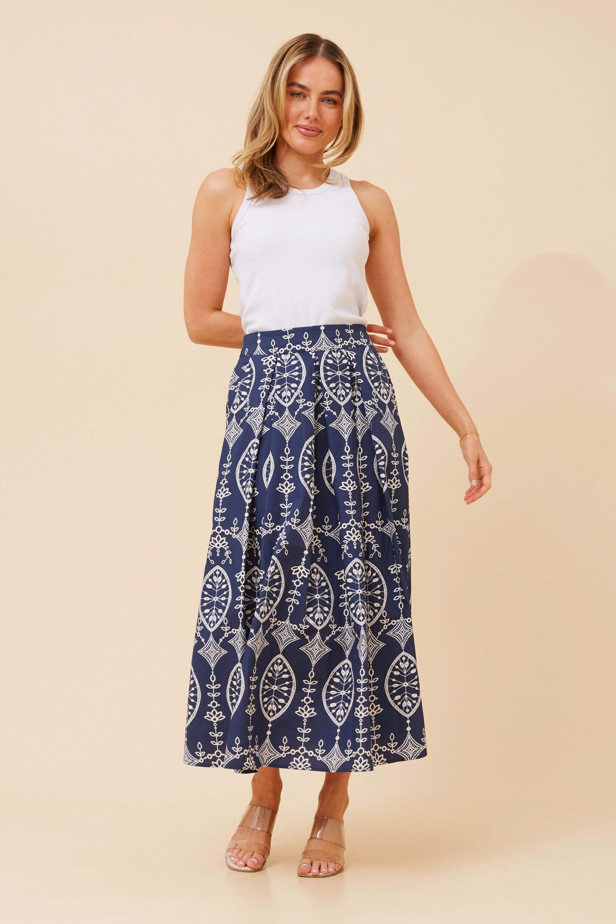LOUISIANA MIMIC EMBROIDERED SKIRT
