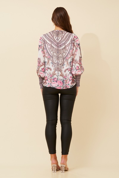 LOURDES ARABESQUE PRINT BLOUSE