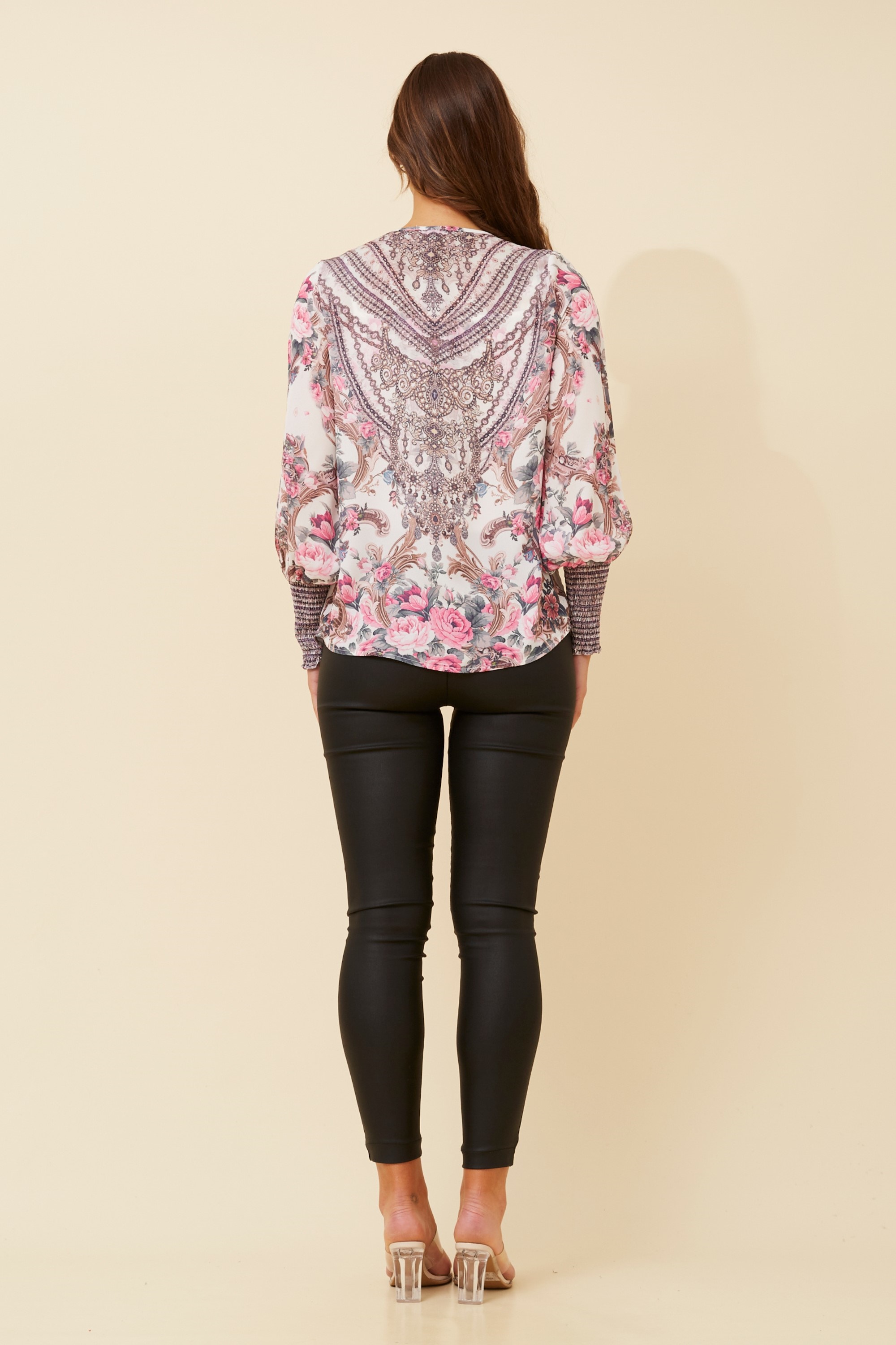 LOURDES ARABESQUE PRINT BLOUSE