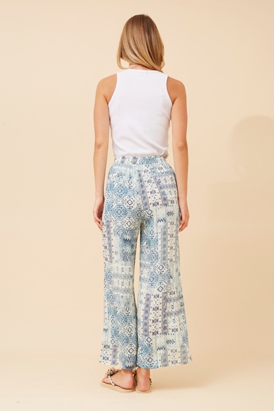 LOXANA ABSTRACT PRINT WIDE LEG PANTS
