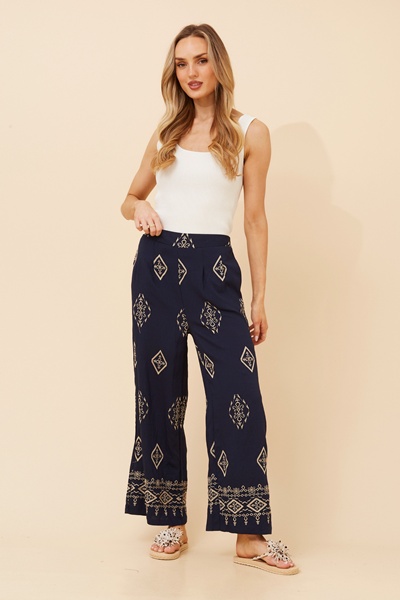LOXANA BORDER PRINT PANTS