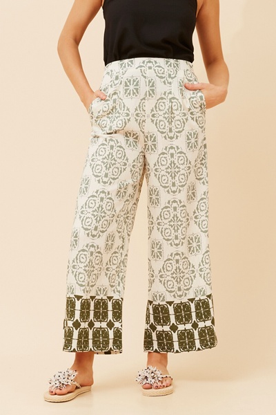 LOXANA BORDER PRINT PANTS