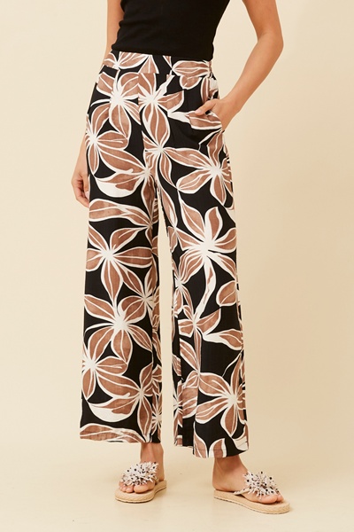 LOXANA LEAF PRINT PANTS