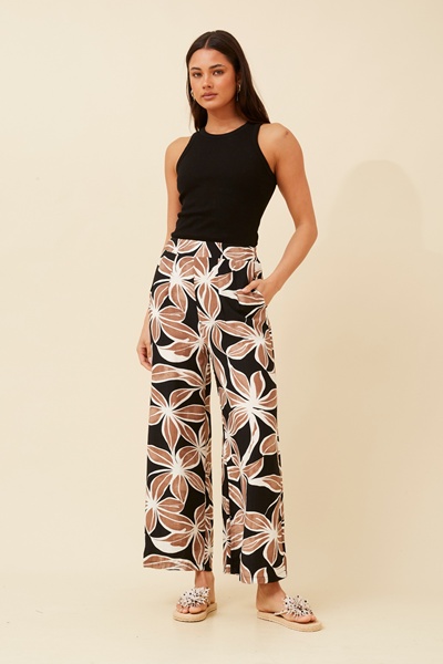 LOXANA LEAF PRINT PANTS