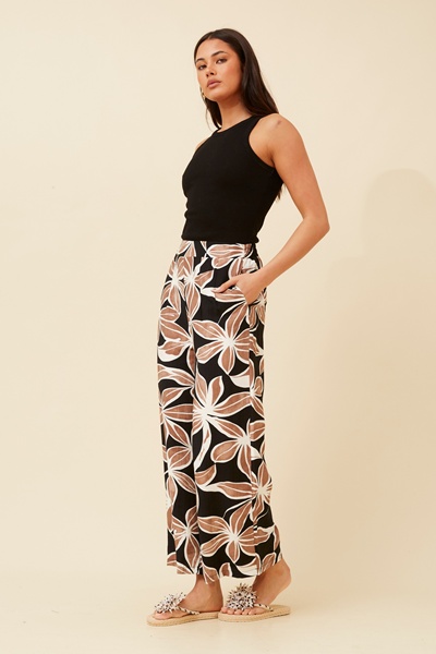 LOXANA LEAF PRINT PANTS