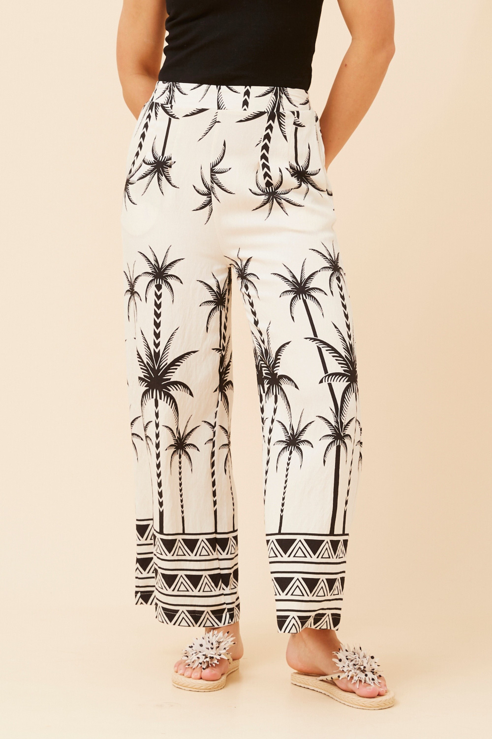 LOXANA PALM PRINT PANTS