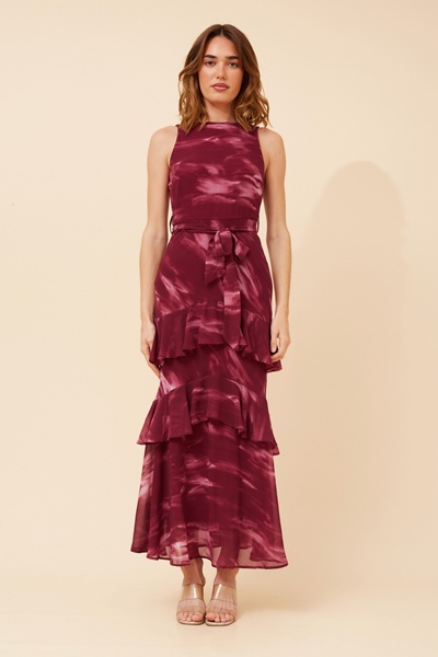 LUCIAN MARBLE PRINT MAXI DRESS
