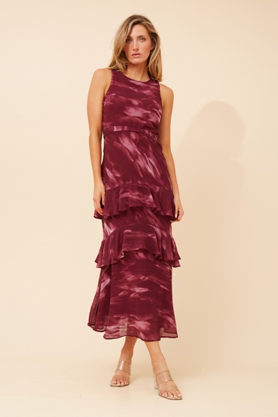 LUCIAN MARBLE PRINT MAXI DRESS