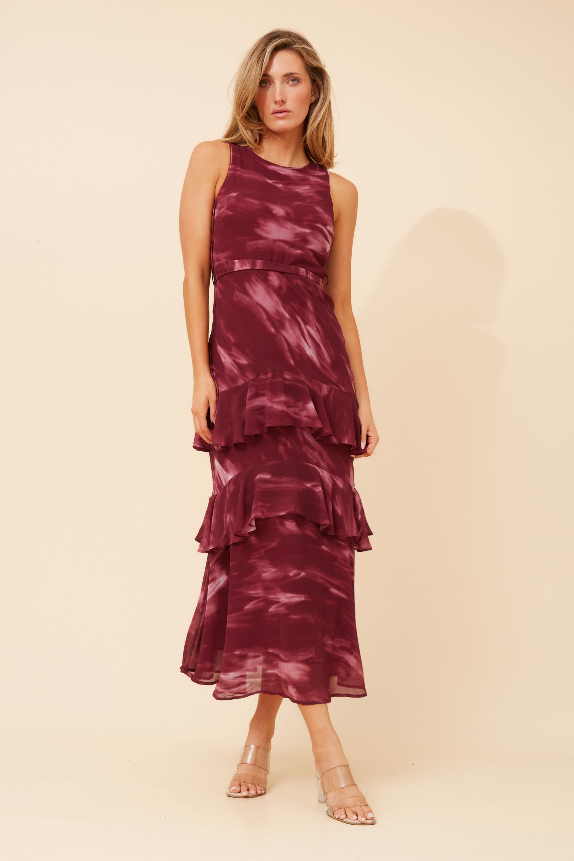 LUCIAN MARBLE PRINT MAXI DRESS