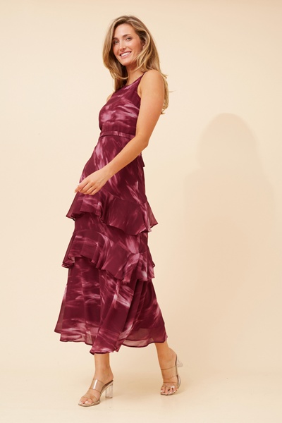 LUCIAN MARBLE PRINT MAXI DRESS
