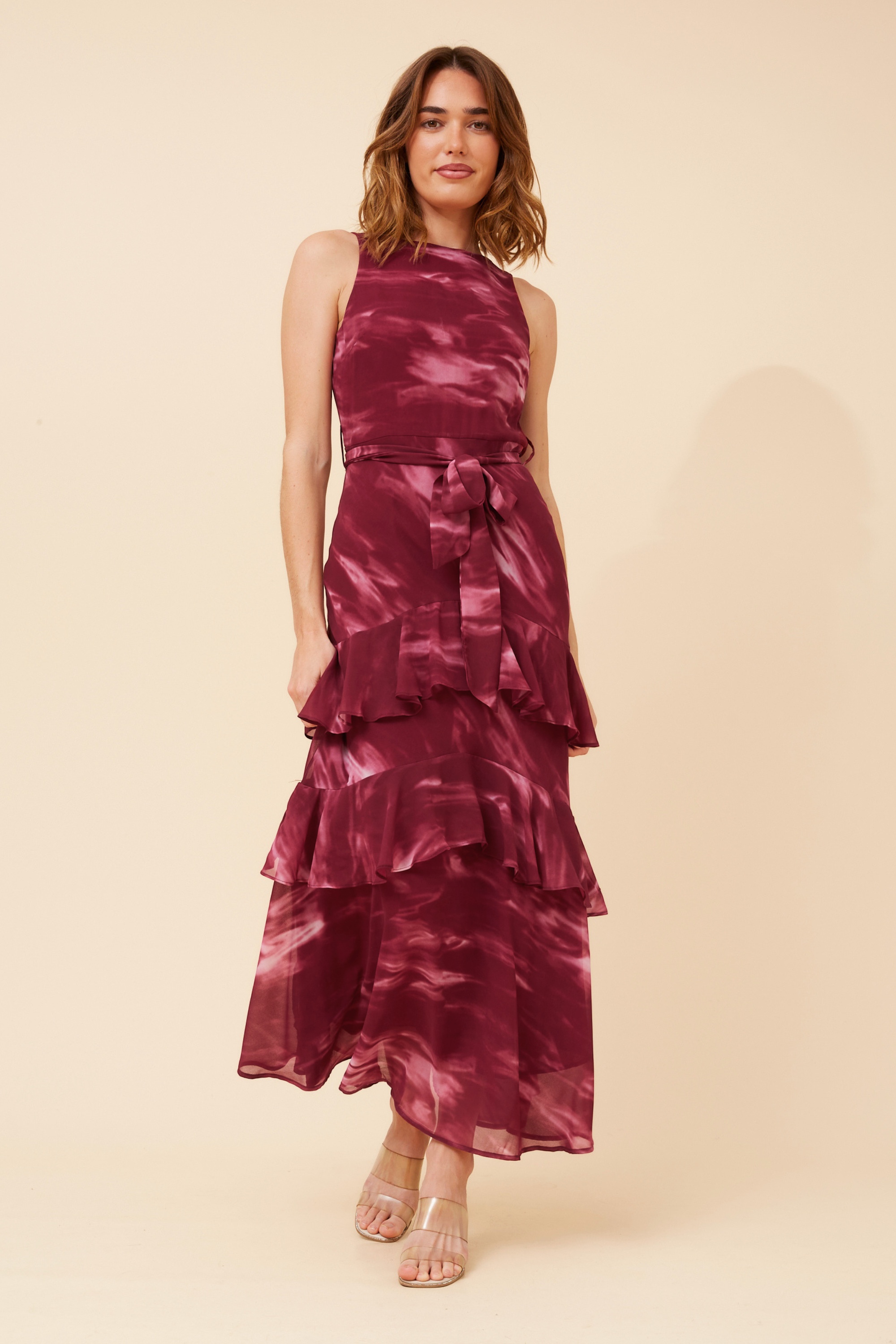 LUCIAN MARBLE PRINT MAXI DRESS