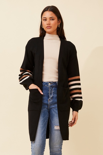 LUCIANA STRIPE KNIT CARDIGAN