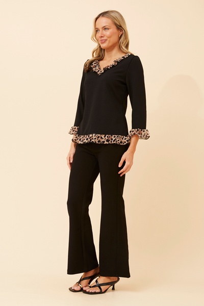 LUNETTA ANIMAL PRINT FRILL TOP