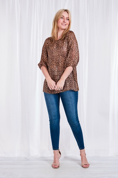 LUREX STRIPE ANIMAL PRINT BLOUSE