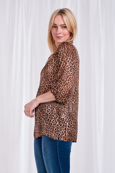 LUREX STRIPE ANIMAL PRINT BLOUSE